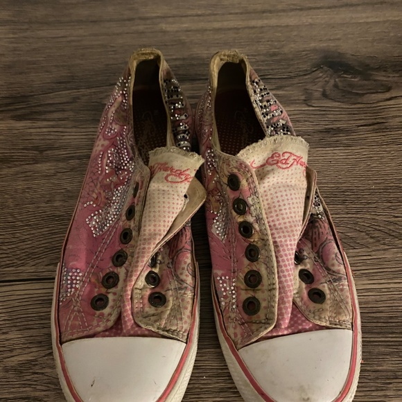 Pink Ed hardy converse style shoes - Picture 2 of 3